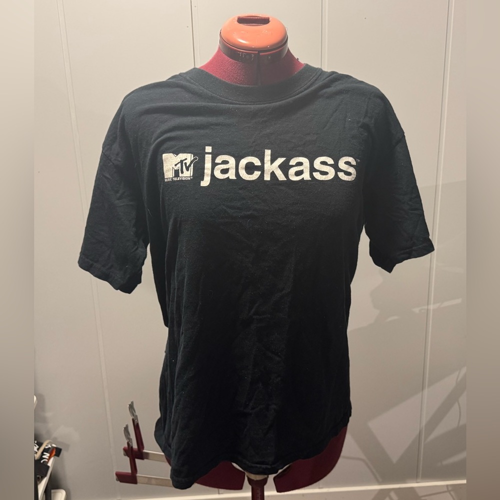 VINTAGE 2005 JACKASS MTV SPELL OUT PROMO MOVIE T SHIRT Y2K